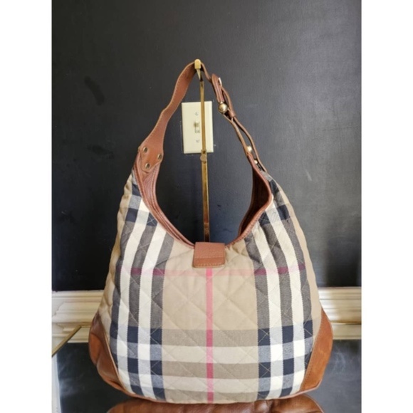 Authentic BURBERRY Brook House Check Quilted Canvas & Leather Hobo Bag - Picture 8 of 8